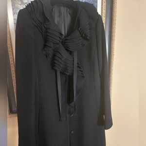Elie Tahari Black Ruffled Coat